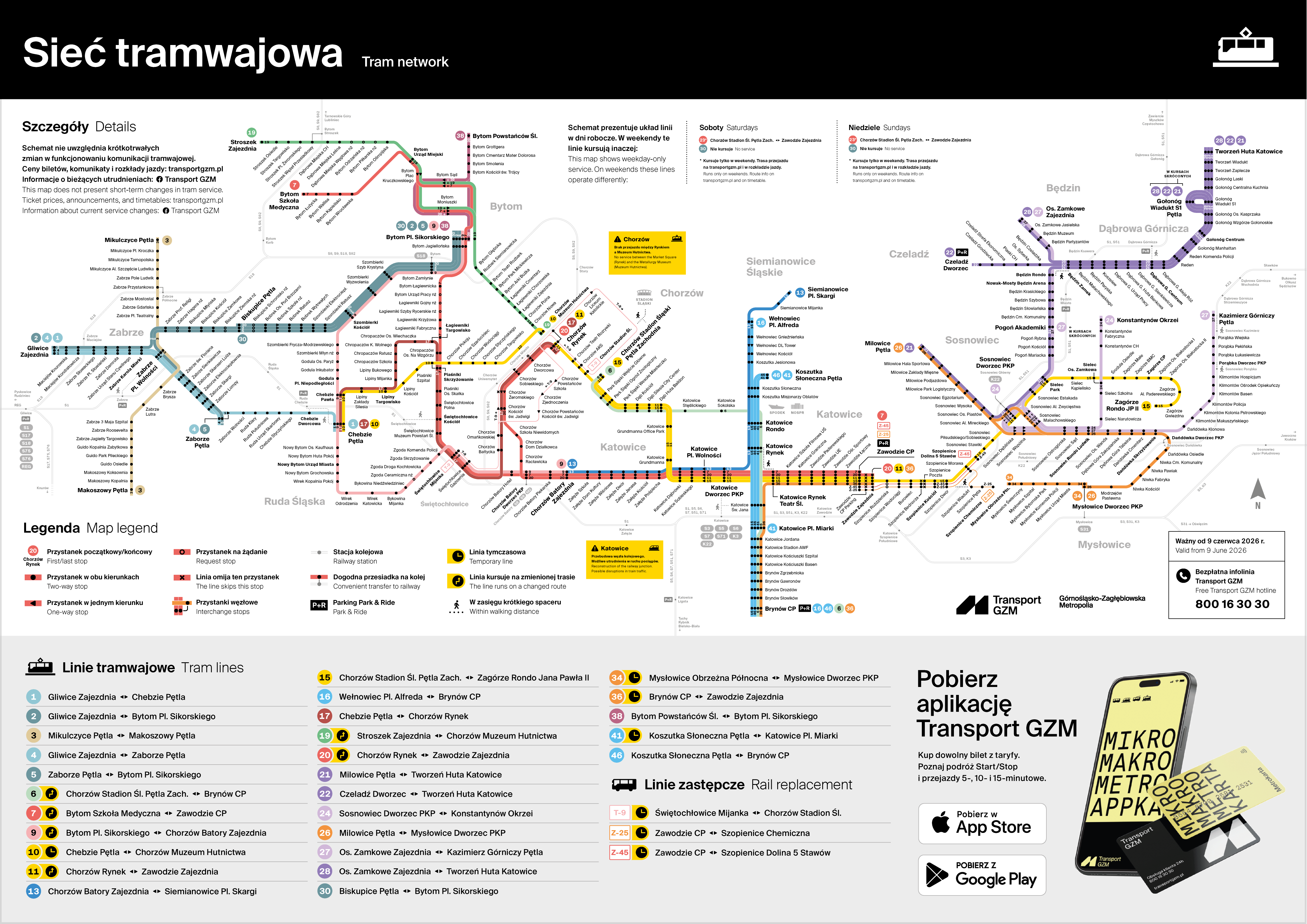 Sieć tramwajowa – ważny od 9 czerwca 2026