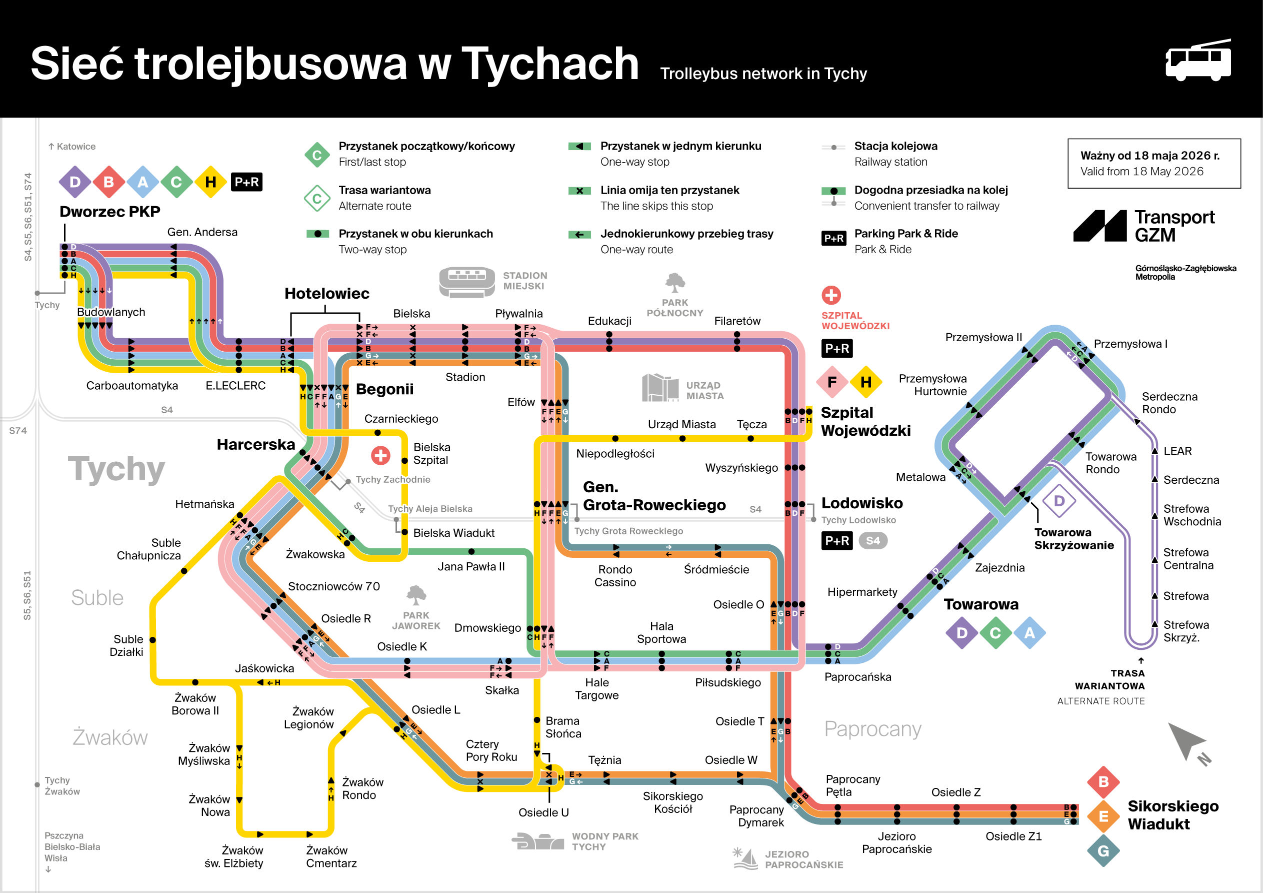 Trolleybus network in Tychy